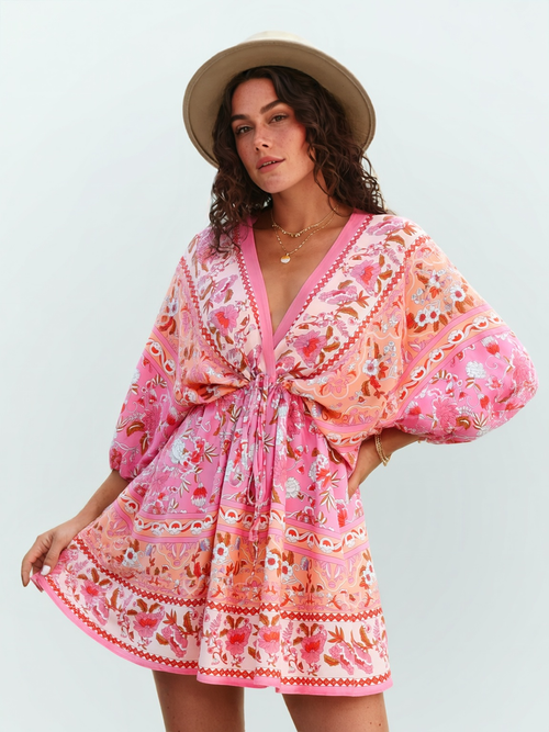 Blush Bloom Boho Mini Dress