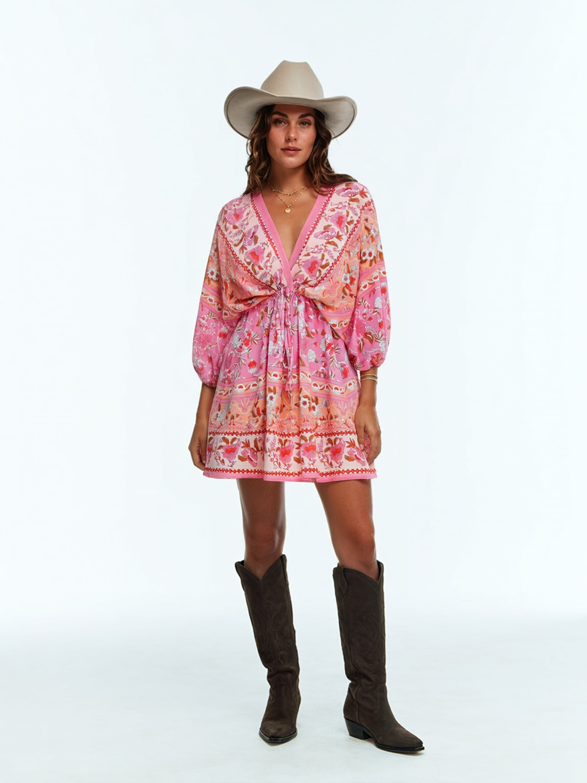 Blush Bloom Boho Mini Dress