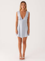 Celeste Ice Blue Backless Mini Dress - IntimaBay