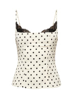 French Polka Dot Lace Trim Corset Top - IntimaBay