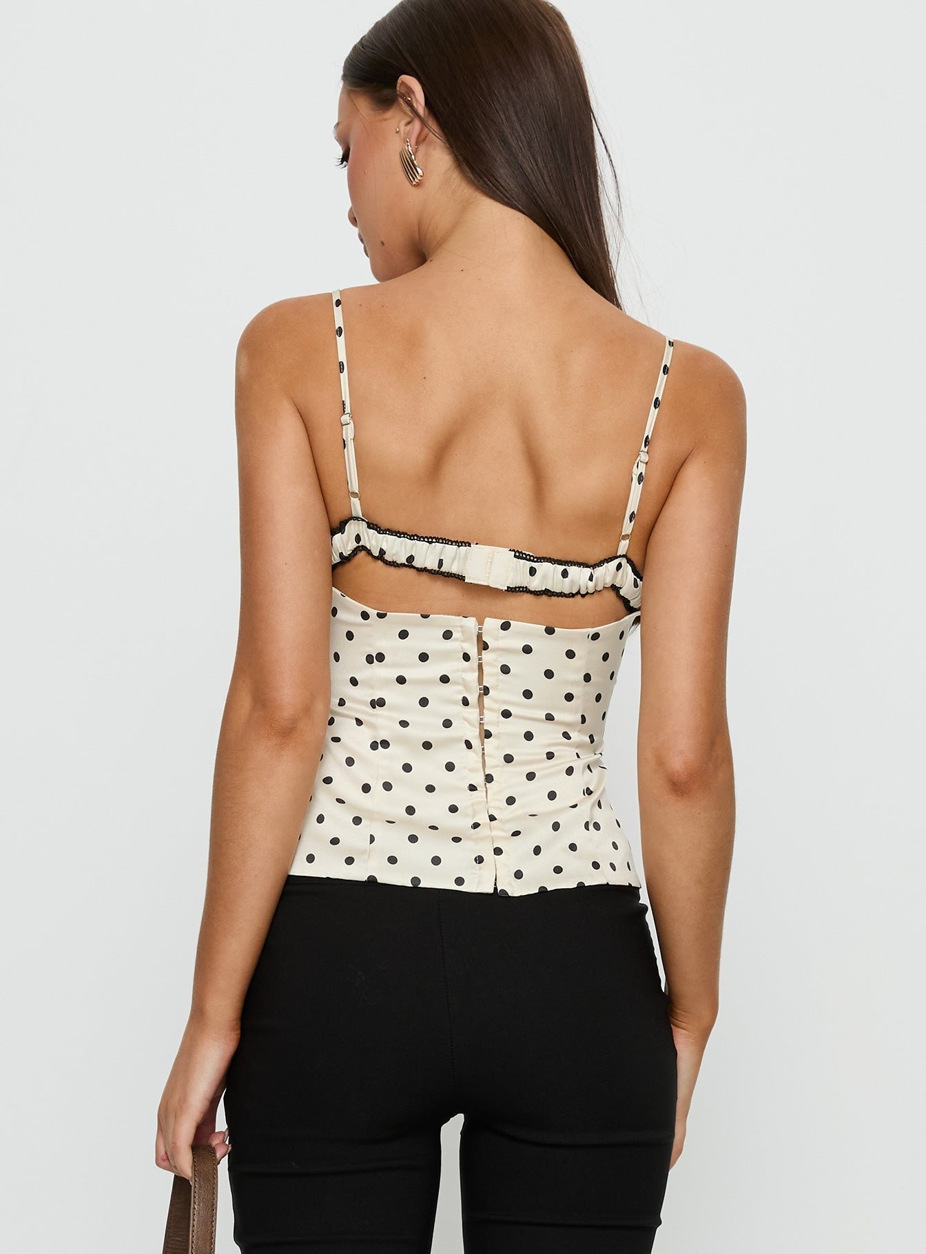 French Polka Dot Lace Trim Corset Top - IntimaBay