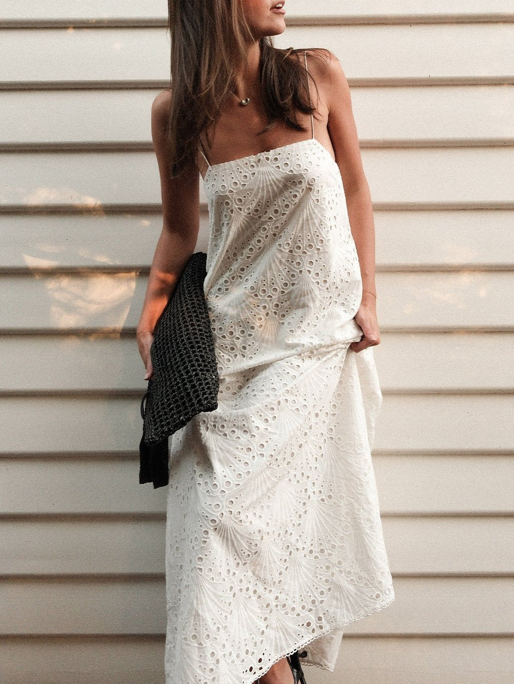 Ivory Eyelet Maxi Dress - IntimaBay