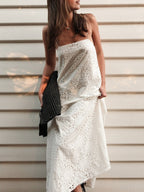 Ivory Eyelet Maxi Dress - IntimaBay