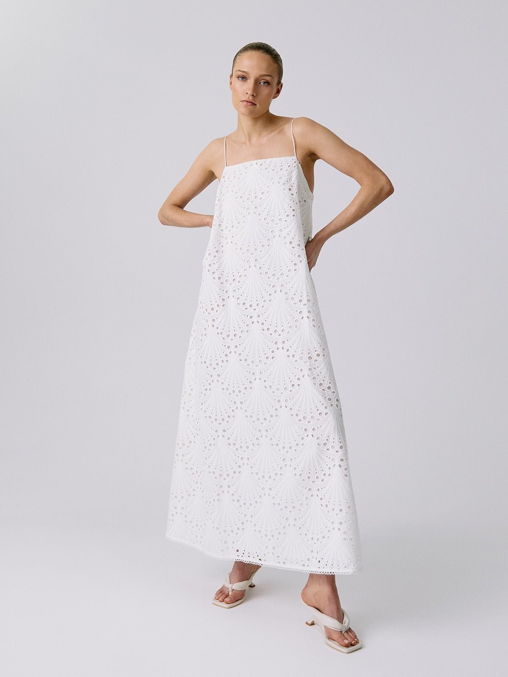 Ivory Eyelet Maxi Dress - IntimaBay