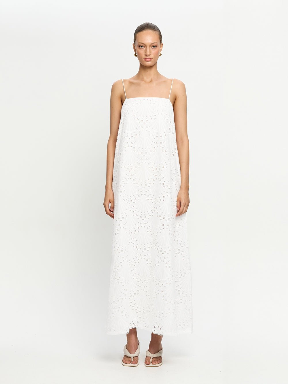 Ivory Eyelet Maxi Dress - IntimaBay