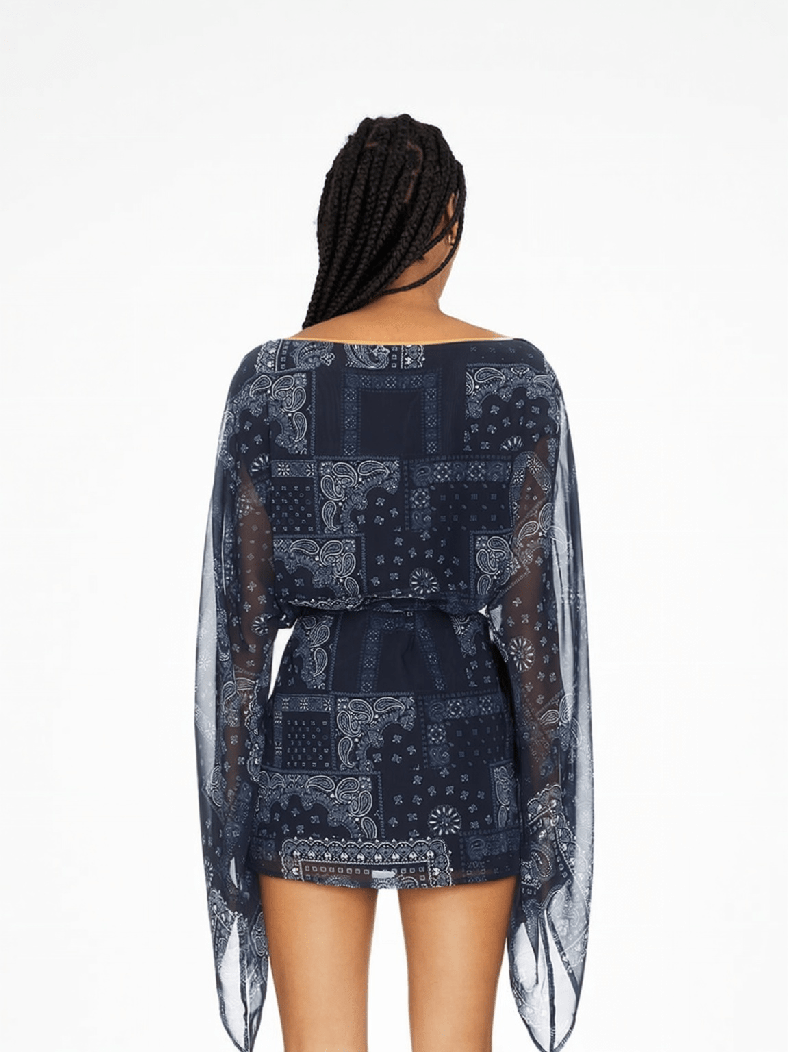 Midnight Paisley Sheer Mini Dress - IntimaBay