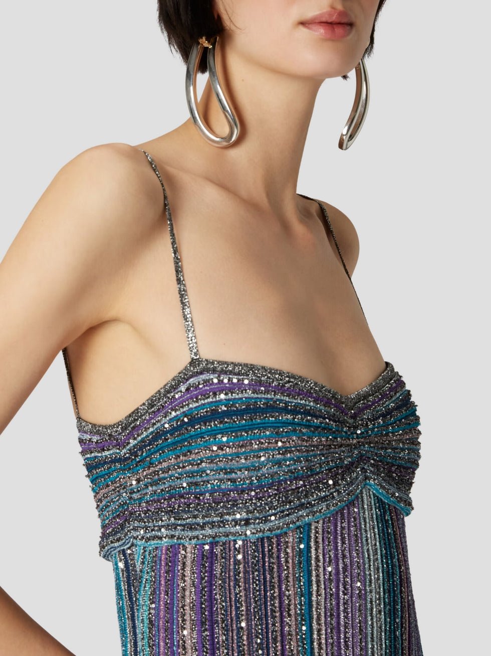 Multicolor Metallic Stripe Maxi Dress - IntimaBay