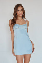 Rhinestone Satin Mini Dress - IntimaBay