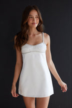 Rhinestone Satin Mini Dress - IntimaBay