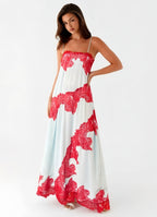 Scarlet Lace Flow Maxi Dress - IntimaBay