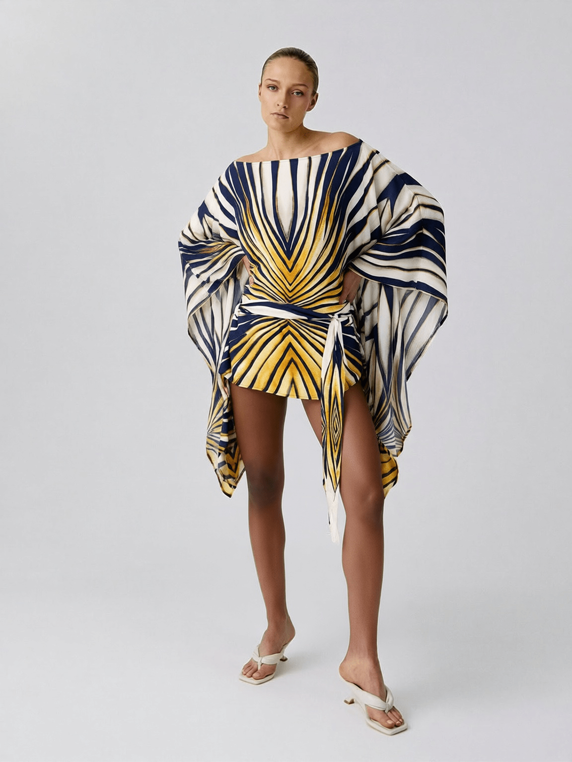 Solara Geometric Wrap Mini Dress - IntimaBay
