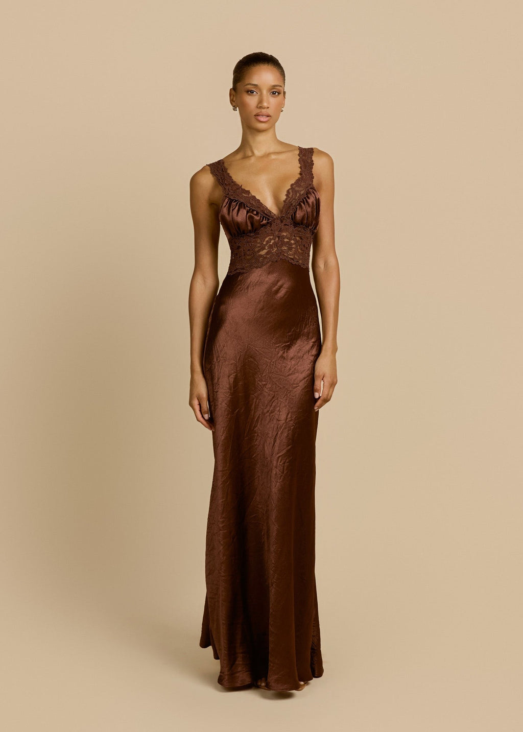 Valencia Silk Lace Maxi Dress - IntimaBay