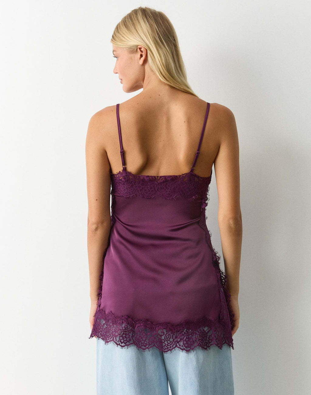 Veloura Lace Satin Cami Top - IntimaBay